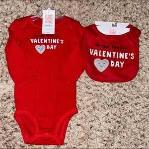 NWT Carter’s 6 Month My First Valentine’s Day Onesie & Bib